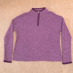 High Sierra Purple Quarter Zip Pullover Sweater Womens XL Ribbed Knitwear Cotton